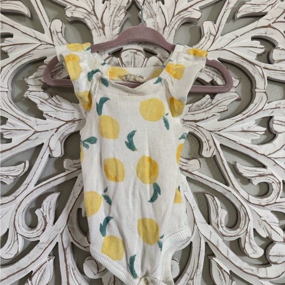 Jessica Simpson Other - Jessica Simpson White and Yellow Lemon Print Bodysuit